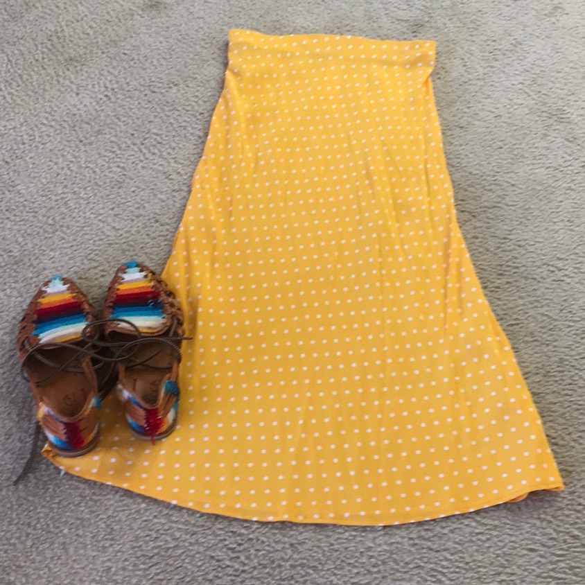 Monte/“Spritzer Bias”Sunflower Yellow & White Polka Dot Midi Skirt/ Nwt — image 3 of 8